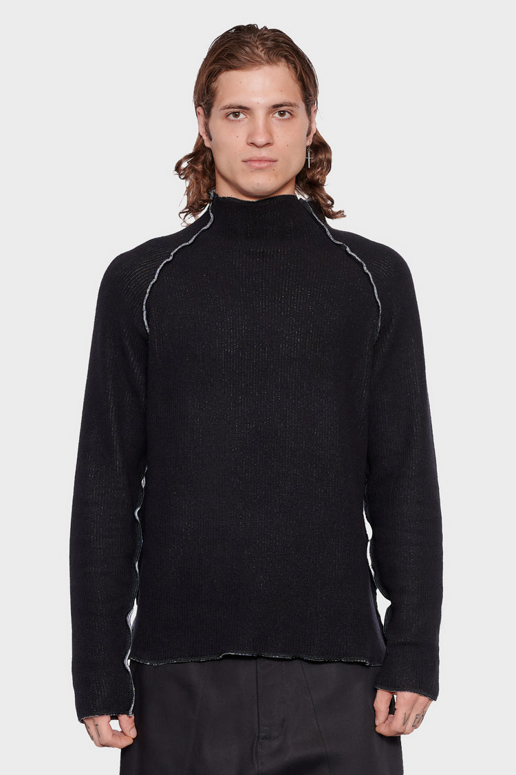 men#@DOUBLE SIDE Sweater - Black/Gray