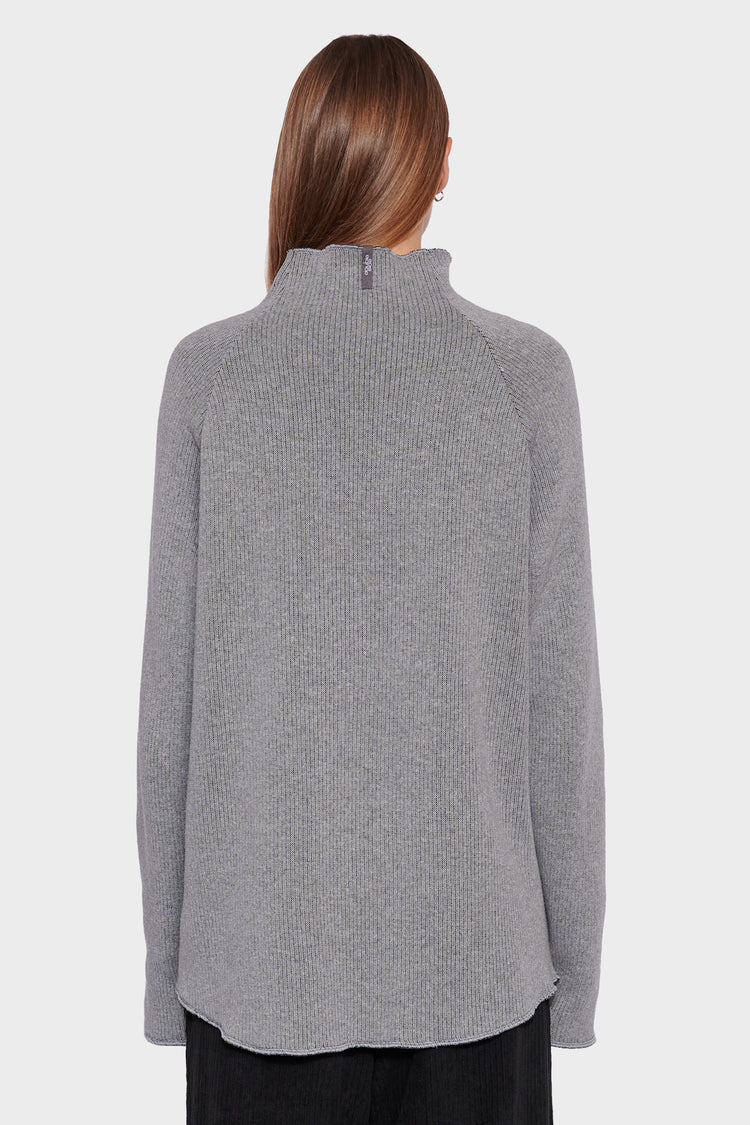 women#@DOUBLE SIDE Sweater - Black/Gray